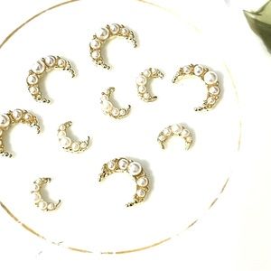 Elegant Set of Moon Nail Charms with faux accent